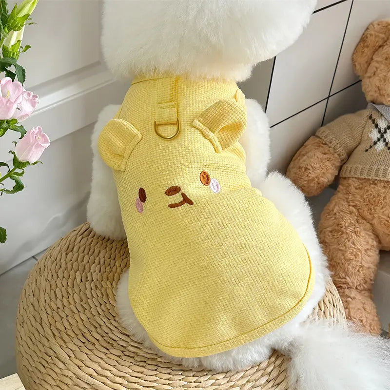 Korean Style Waffle Knit Dog Vest with D-Ring