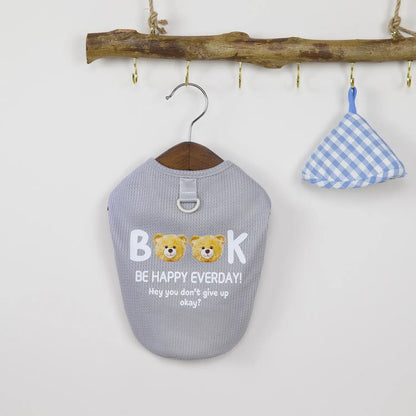 Cute Bear Waffle Knit Pet Vest with D-Ring | Breathable Pet Vest for Small to Medium Dogs & Cats