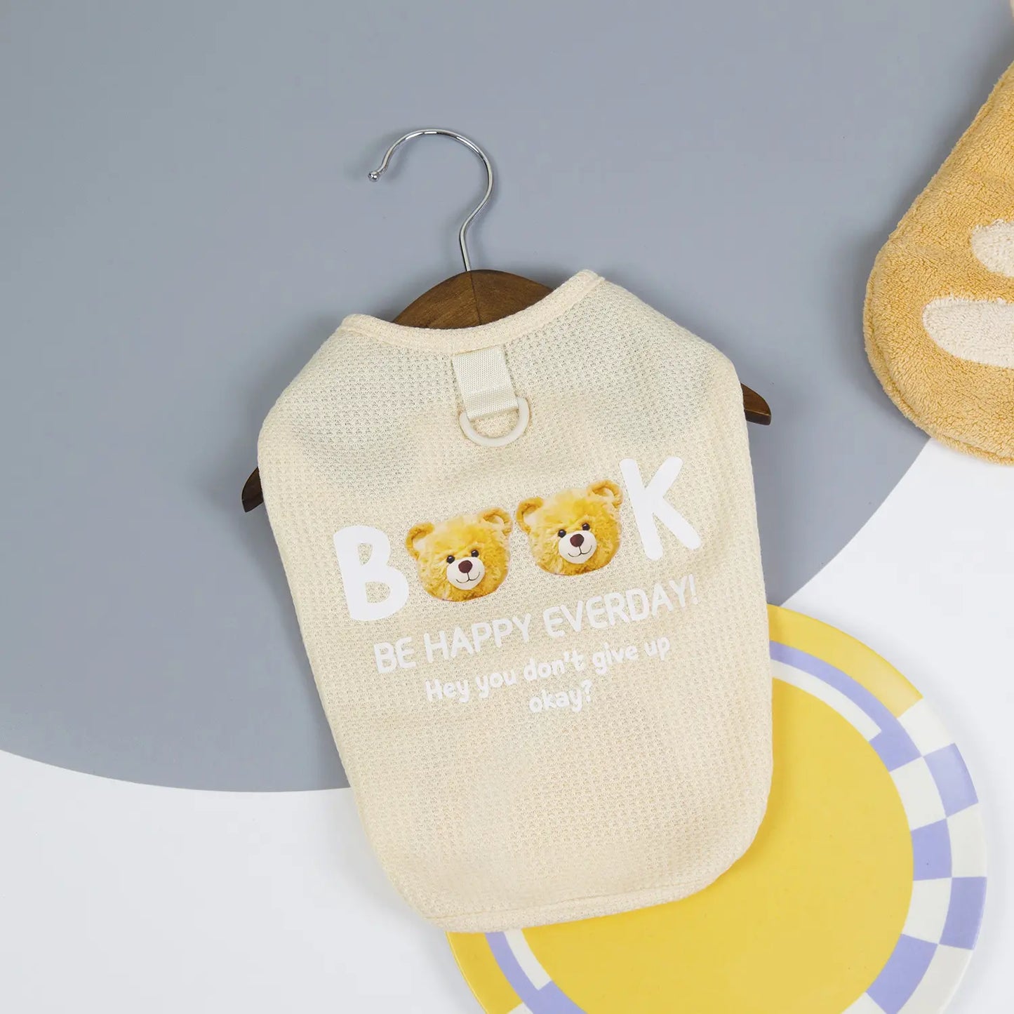Cute Bear Waffle Knit Pet Vest with D-Ring | Breathable Pet Vest for Small to Medium Dogs & Cats