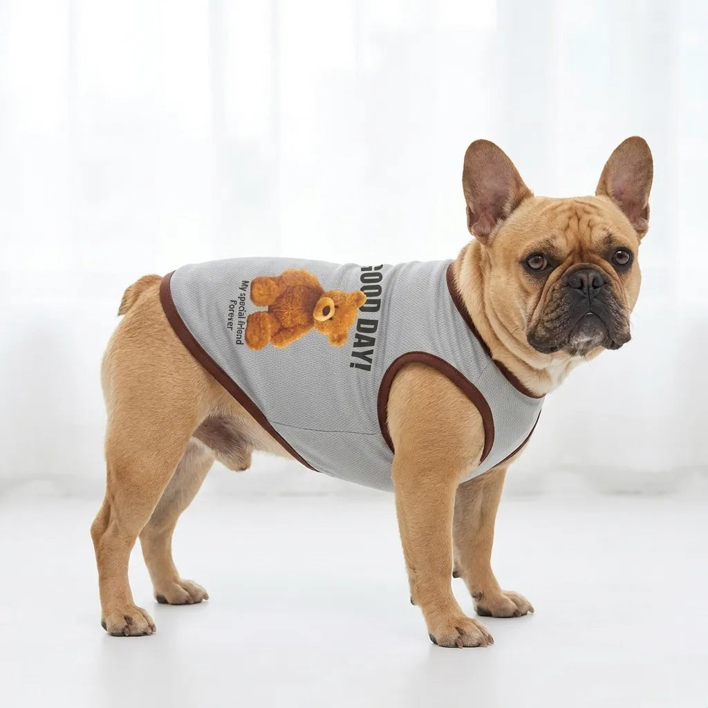 Summer Breathable Pet Vest for Small Dogs & Cats - Cute Teddy Bear Collection