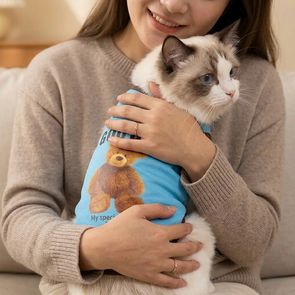 Summer Breathable Pet Vest for Small Dogs & Cats - Cute Teddy Bear Collection