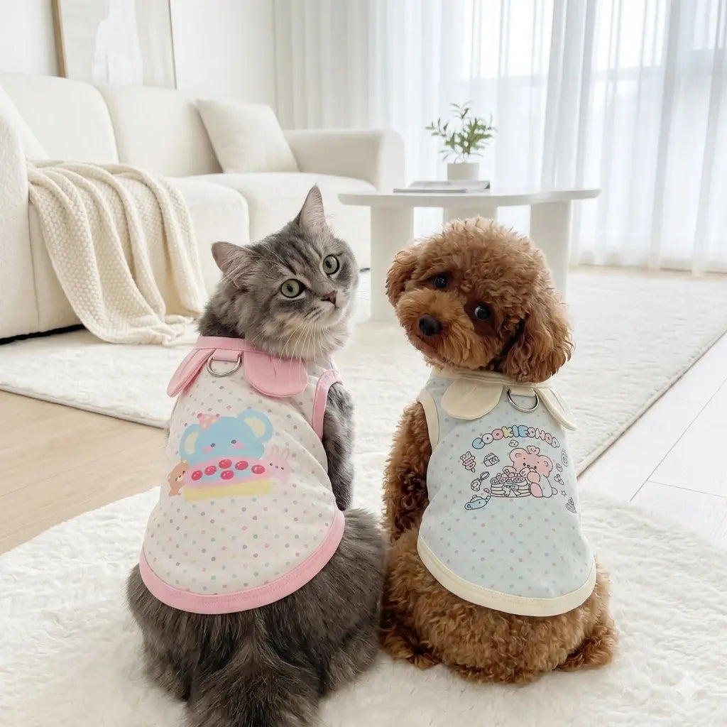 Summer Breathable Cute Cartoon Pet shirt For Small Dogs and Cats