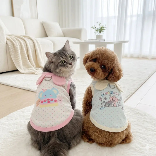 Summer Breathable Cute Cartoon Pet shirt For Small Dogs and Cats
