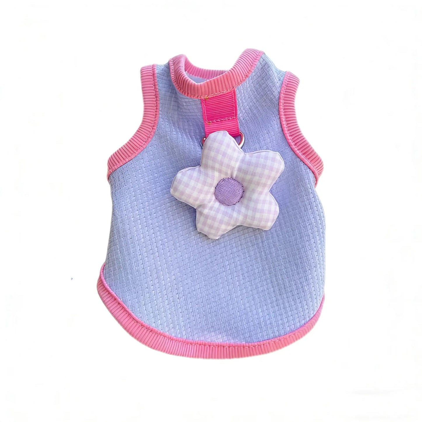 Sweet Floral Waffle Knit Pet Vest - Breathable Soft Walking Vest for Small Dogs