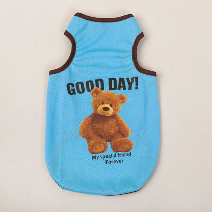 Summer Breathable Pet Vest for Small Dogs & Cats - Cute Teddy Bear Collection