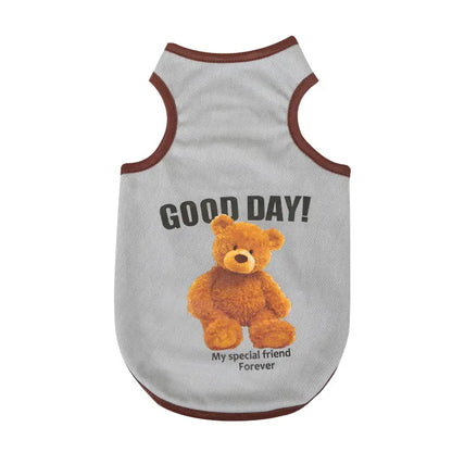 Summer Breathable Pet Vest for Small Dogs & Cats - Cute Teddy Bear Collection