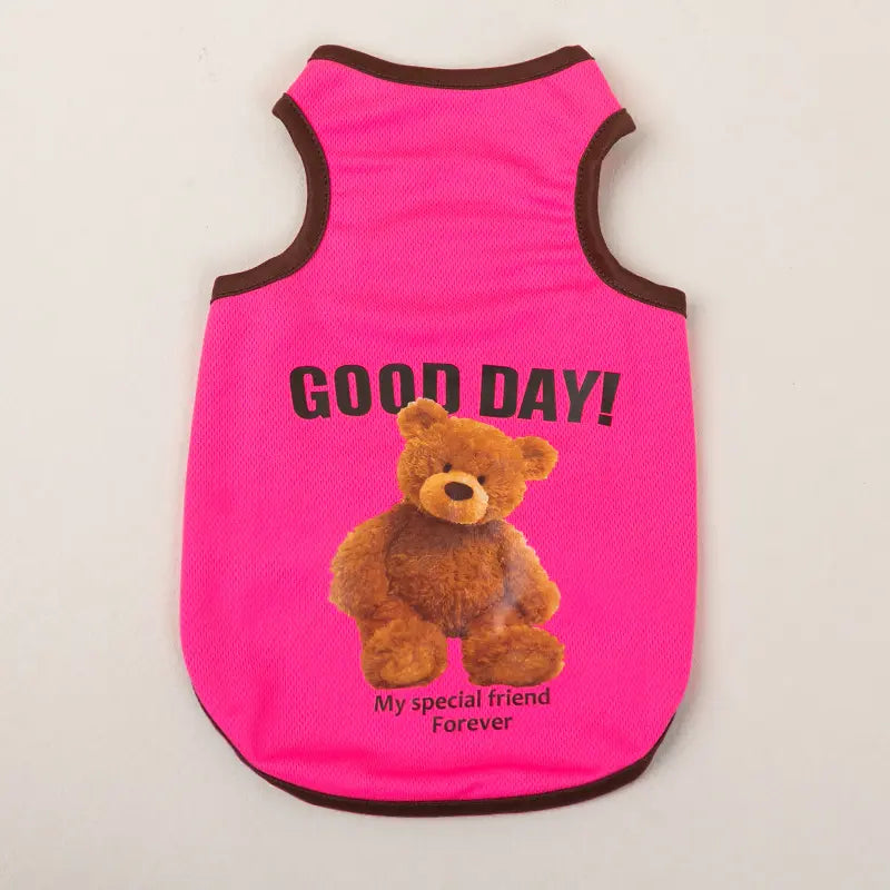 Summer Breathable Pet Vest for Small Dogs & Cats - Cute Teddy Bear Collection
