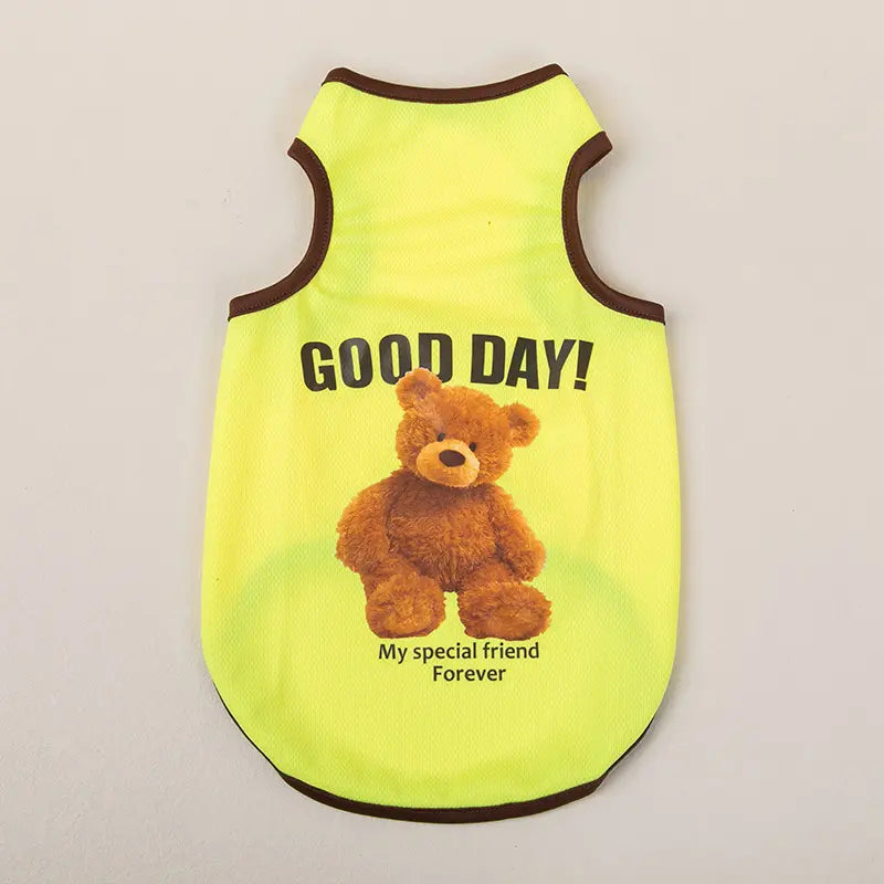 Summer Breathable Pet Vest for Small Dogs & Cats - Cute Teddy Bear Collection